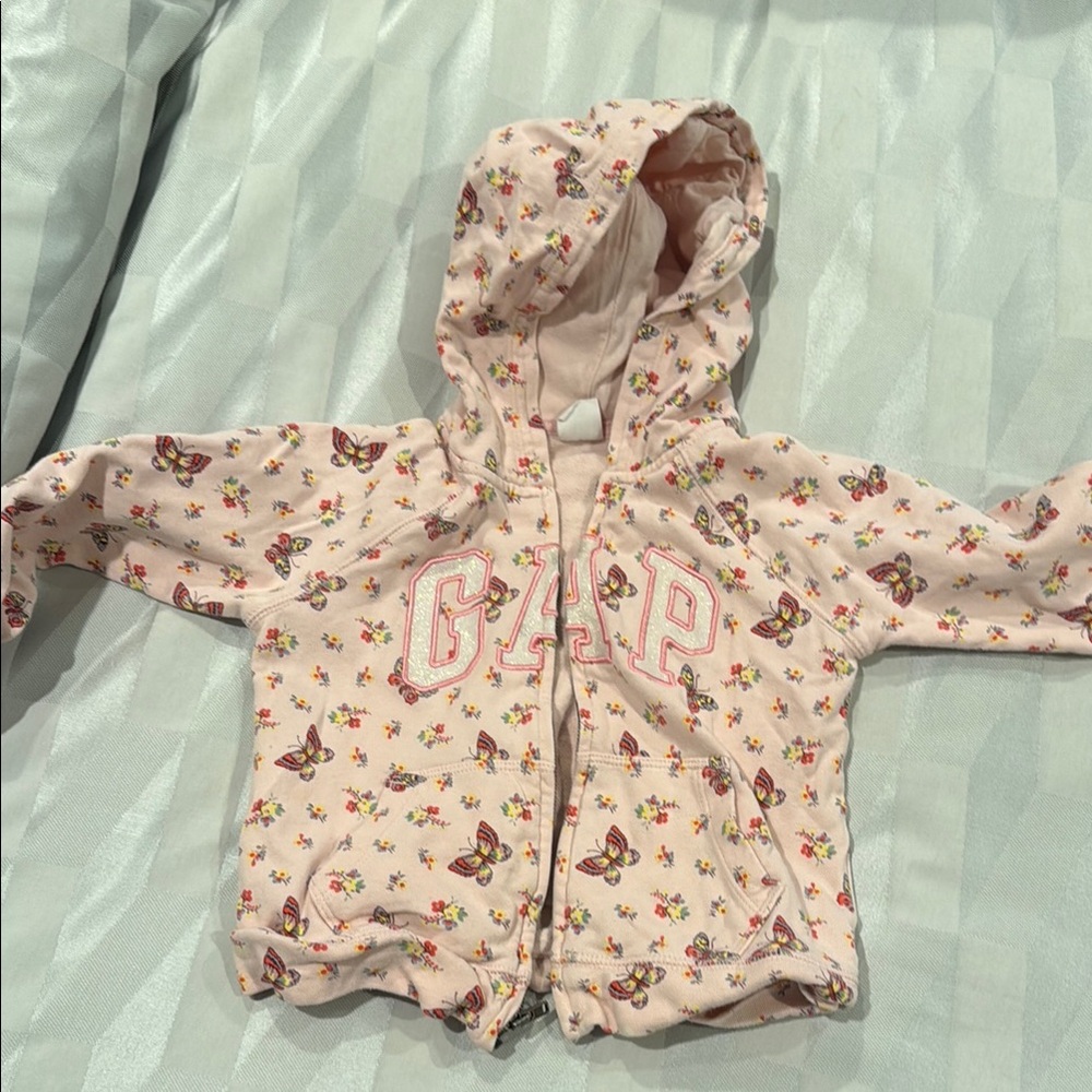 GAP Light Pink Butterfly Print Hoodie